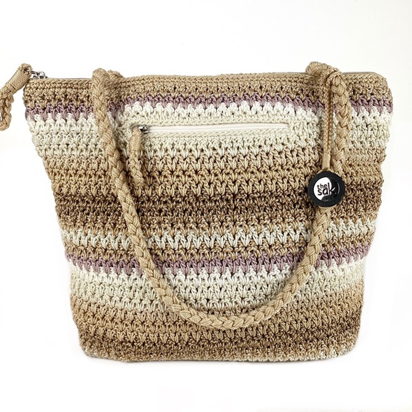 The Sak Handbags - The Sak Bag Shoulder Crocheted Striped Tan Brown